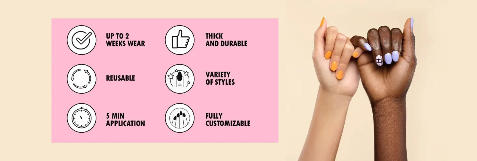 French Style Short Squared Fake Press on Nails pink and white
