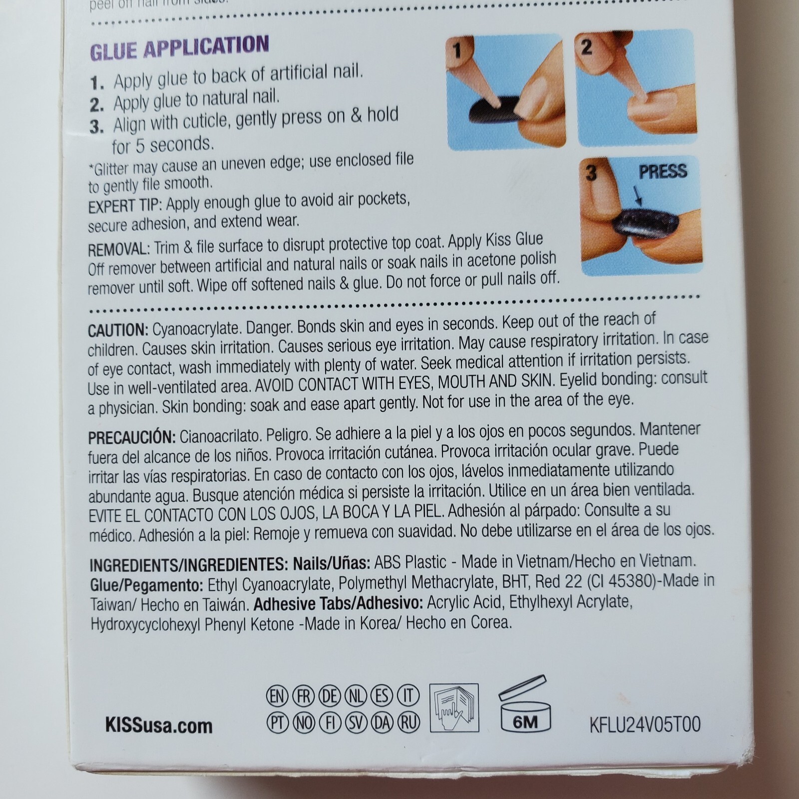 KISS Nails Gel Fantasy Glue On or Press On Nails Long Length Coffin Shape 84118