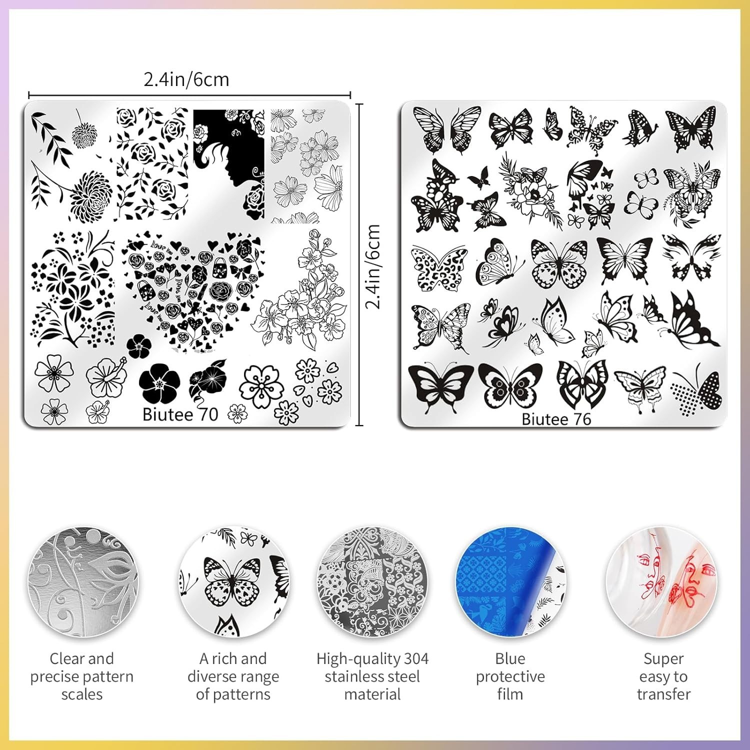 16PCS Nail Stamping Plates Kit with Silicone Stamper, Scraper & Storage Bag