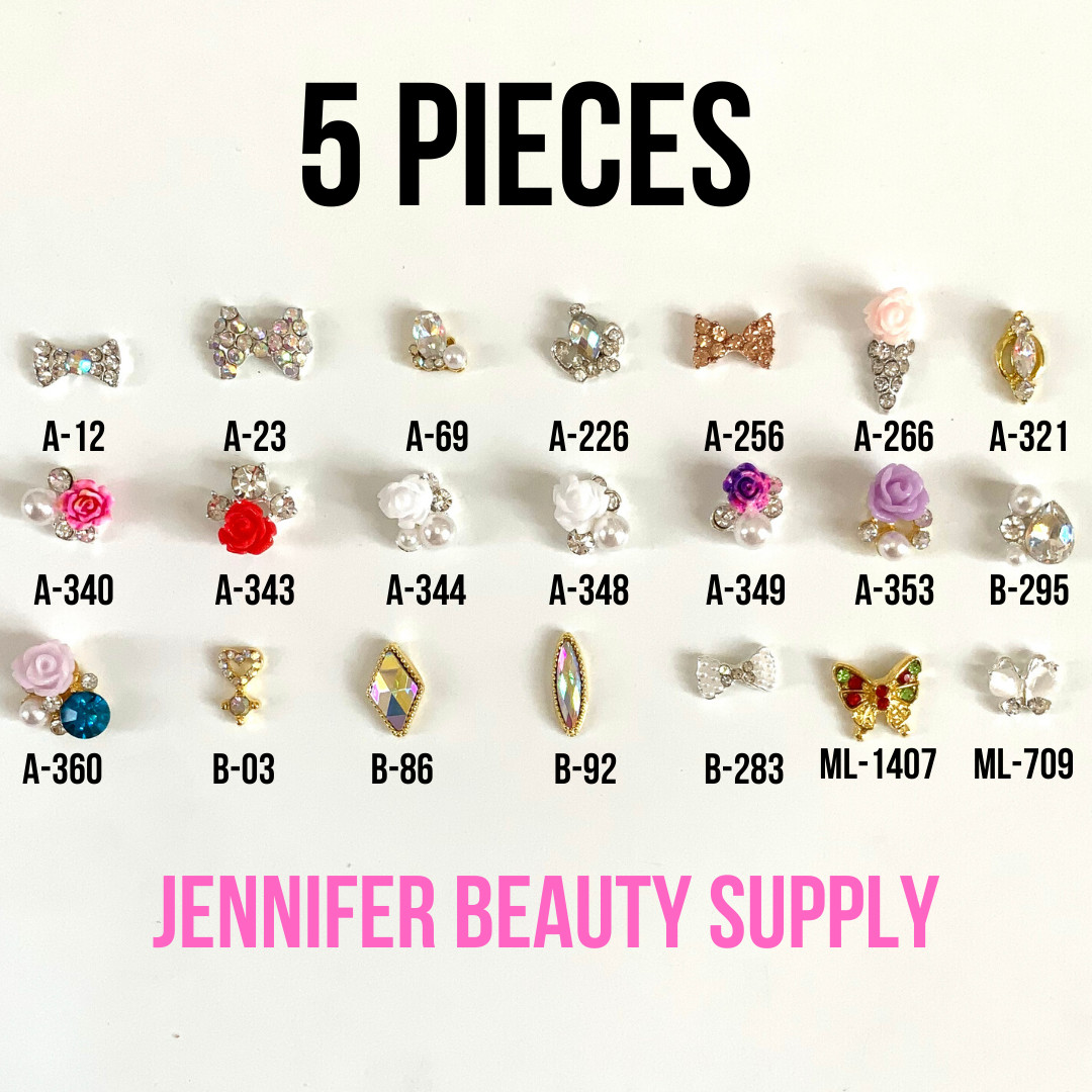 5 PC NAIL ART CHARMS 3D NAIL RHINESTONES DECORATION JEWELRY DIY BLING | YOU PICK