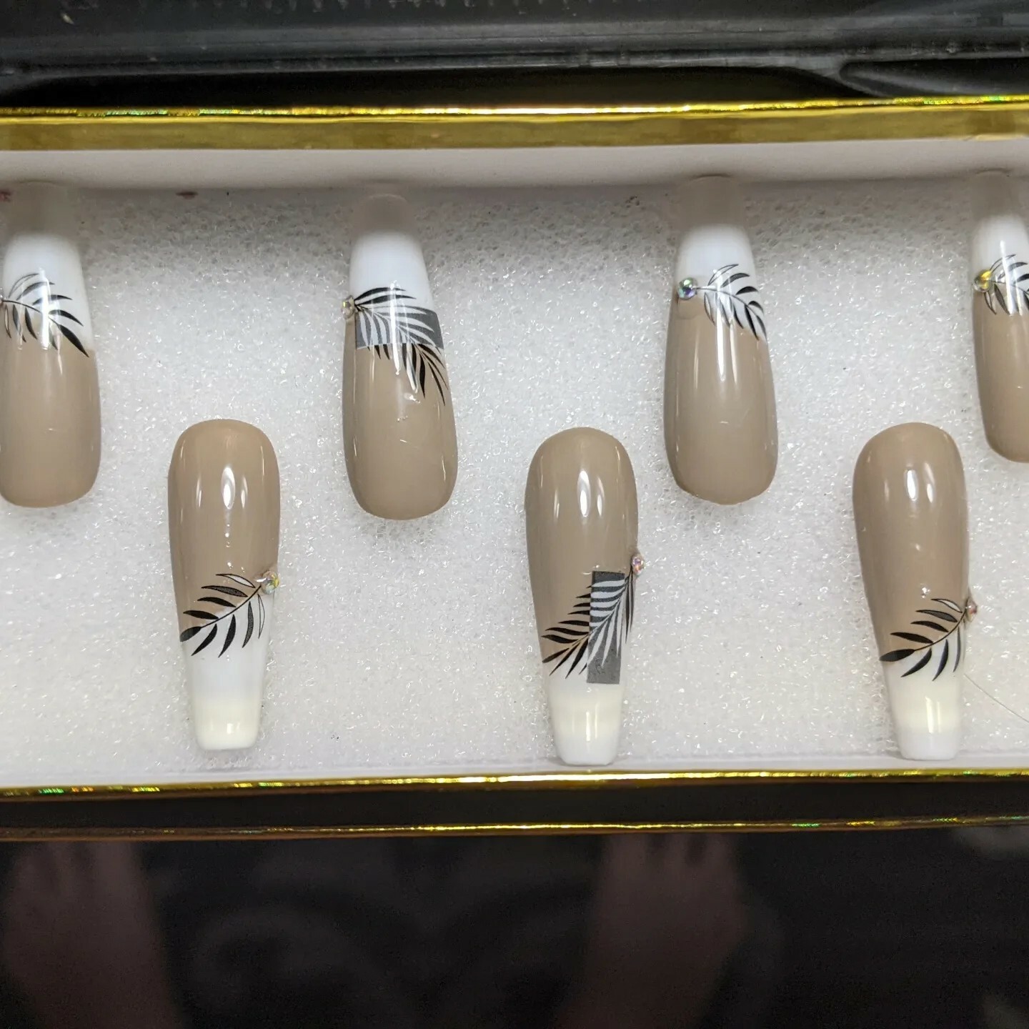 French Tip palm tree press on nails xs/s/m/l custom sizes available. Msg w/size