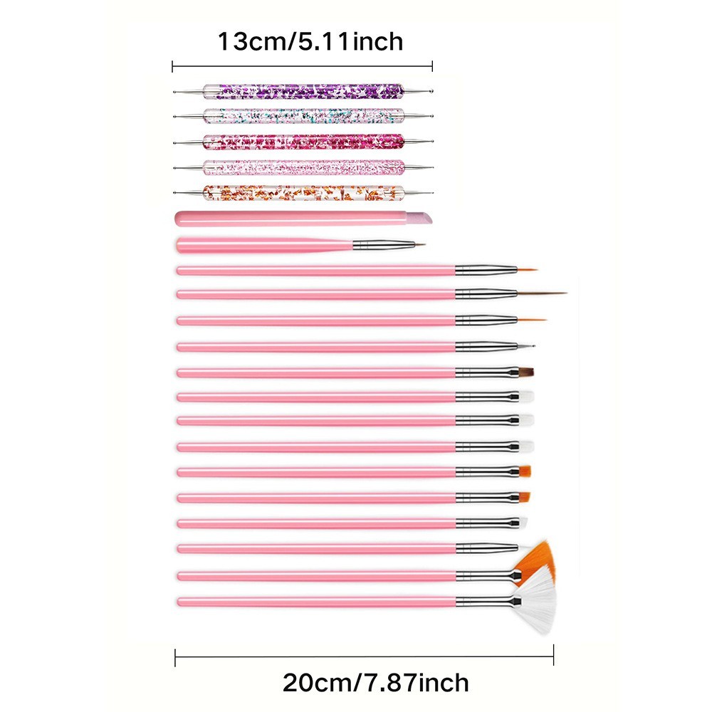 21Pcs Nail Art Tool Set Design Tip Drawing Carving Dotting Pen Builder Flat Line