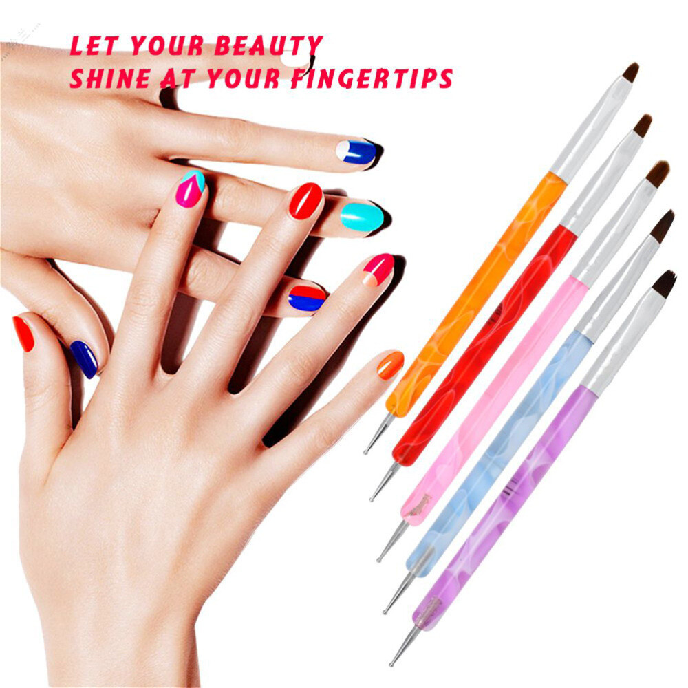 Manicure Pens Double-end Nail Art Brush UV Gel Builder Painting Drawing Brushes