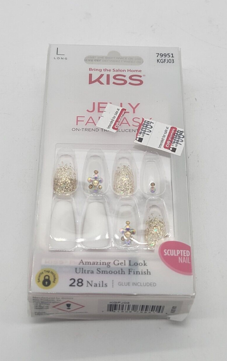 KISS JELLY FANTASY ON-TREND TRANSLUCENT LONG GEL LOOK 79951 28 NAILS