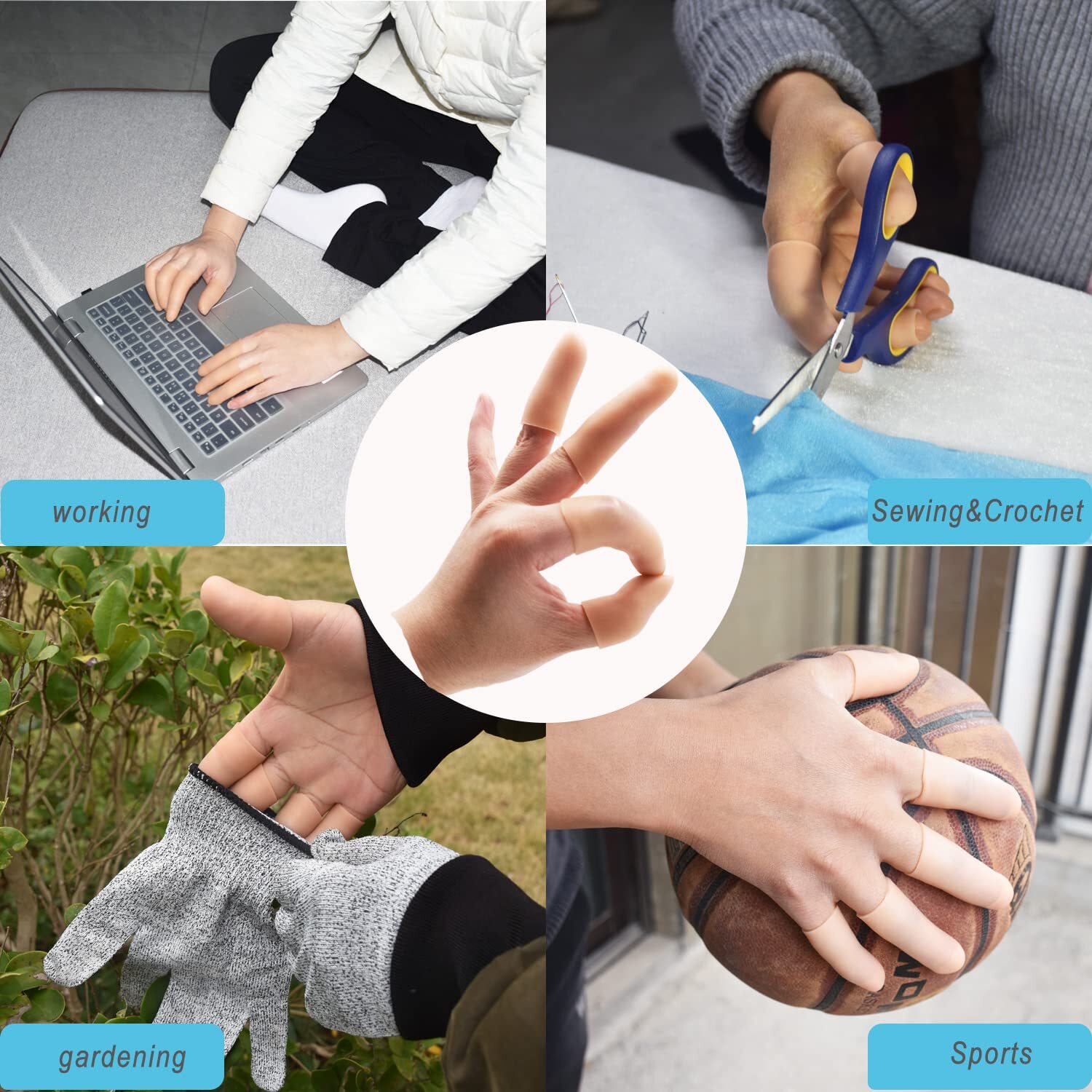20 PCS Gel Finger Cots,Silicone Finger Protectors, Thumb Protector Covers
