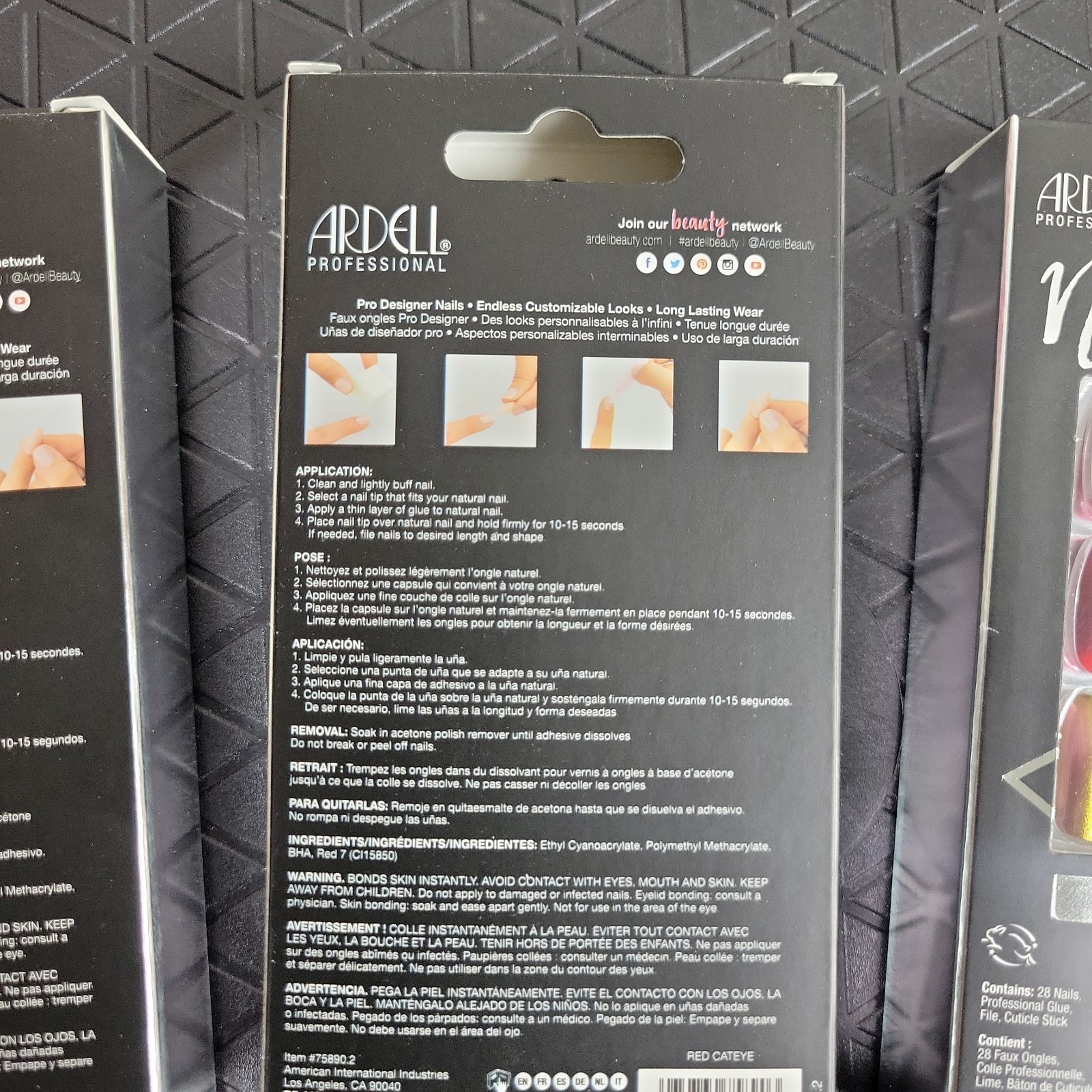 Lot of 3 Ardell Nail Addict Premium Artificial Nail Set – 75890.2 Red Cateye