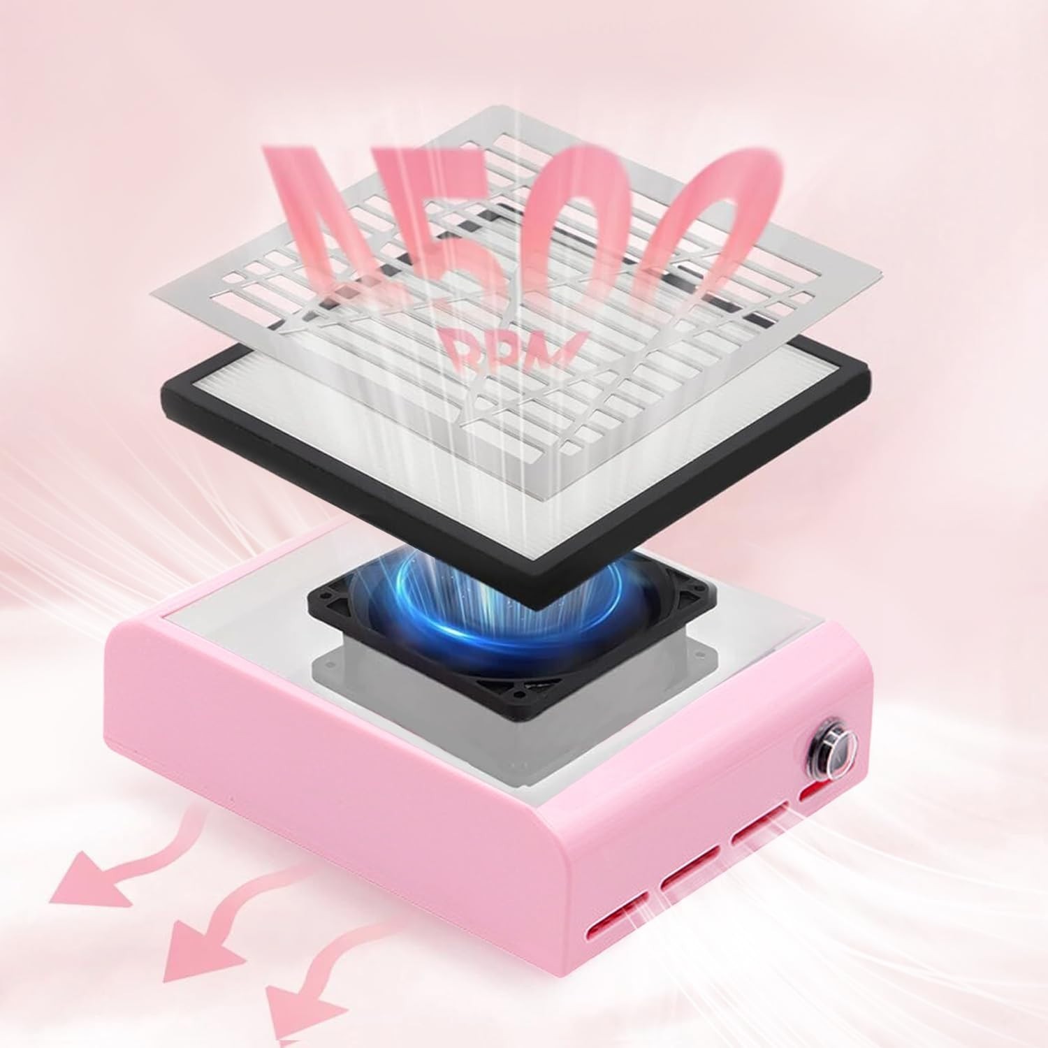 Electric Acrylic Nail Dust Collector – 80W Power Pink Vacuum for Dust-Free Art