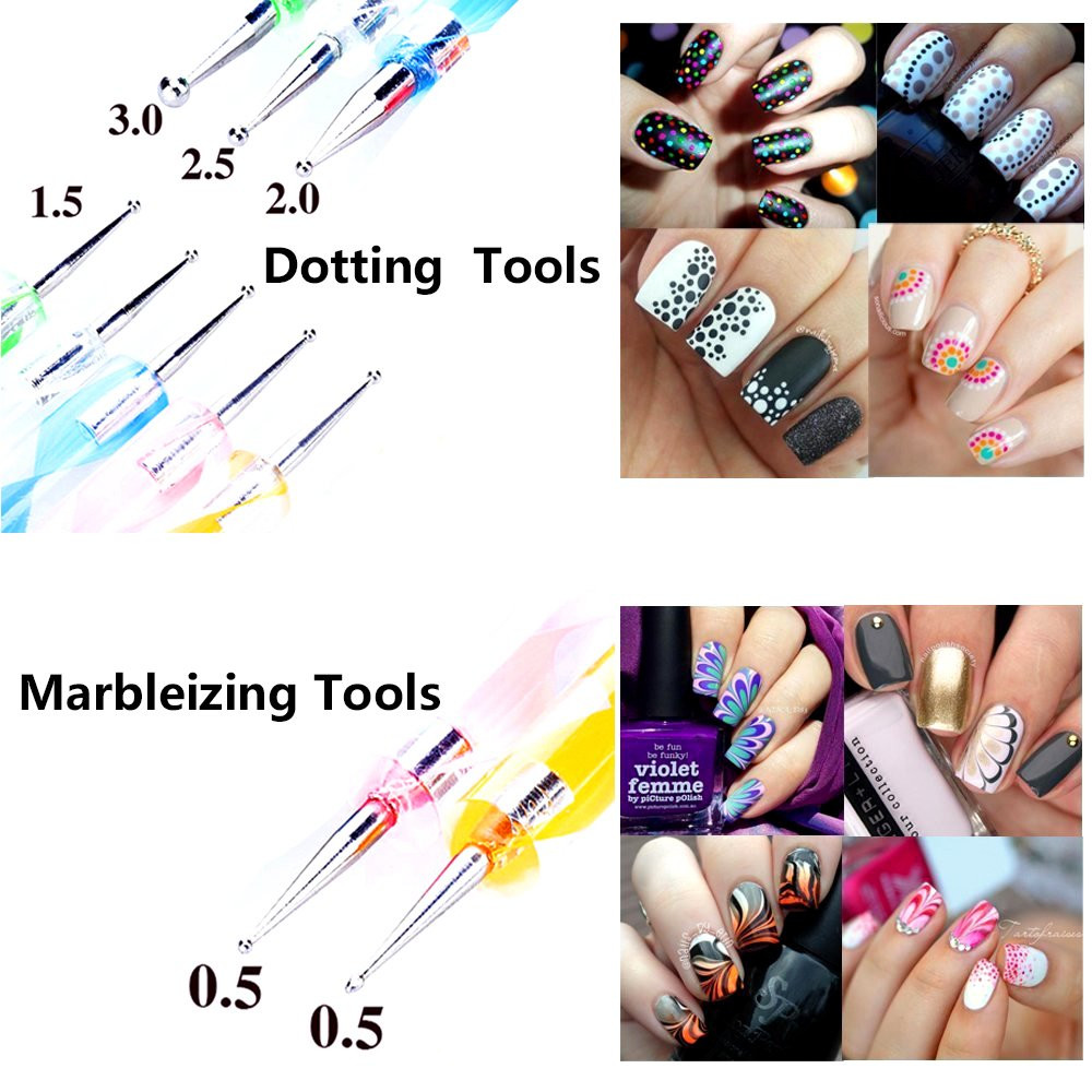 10Pcs Nail Art Gel Carving Pen Nail Dotting Tool Silicone Nail Brushe Set Nail T