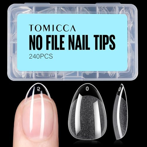 Almond Nail Tips Acrylic False Nails 240Pcs Almond Nails Gel Nail Tips Short