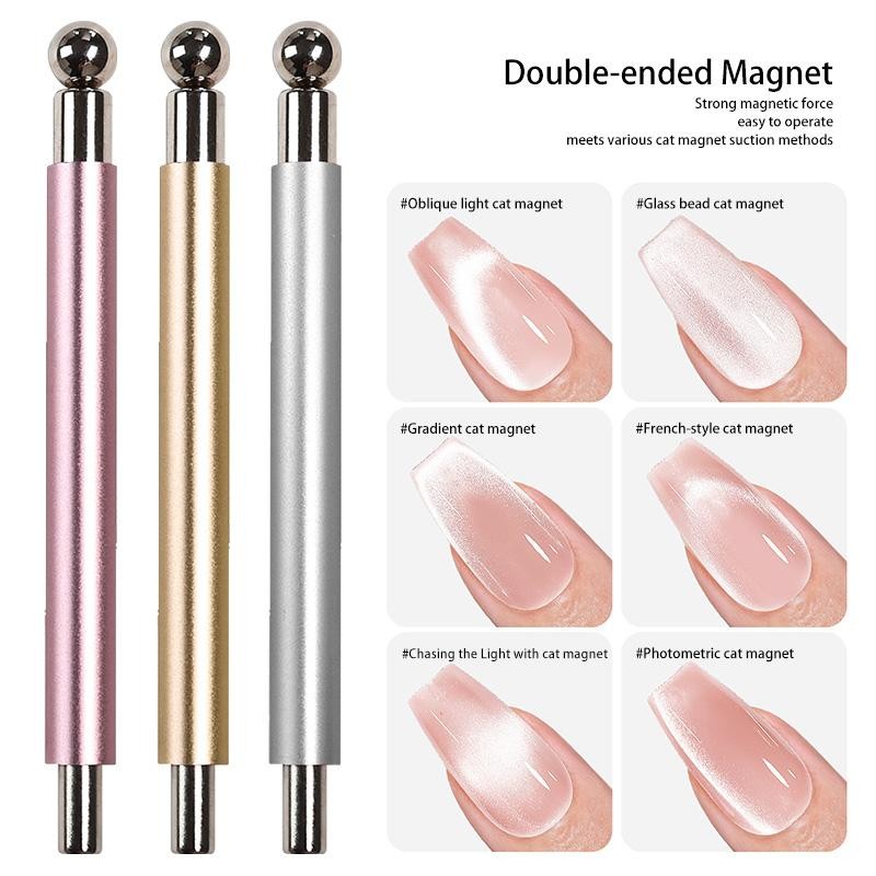 2-in-1 Cat Eye Magnet Wand, Double Head Stick with Steel Ball for DIY nail art