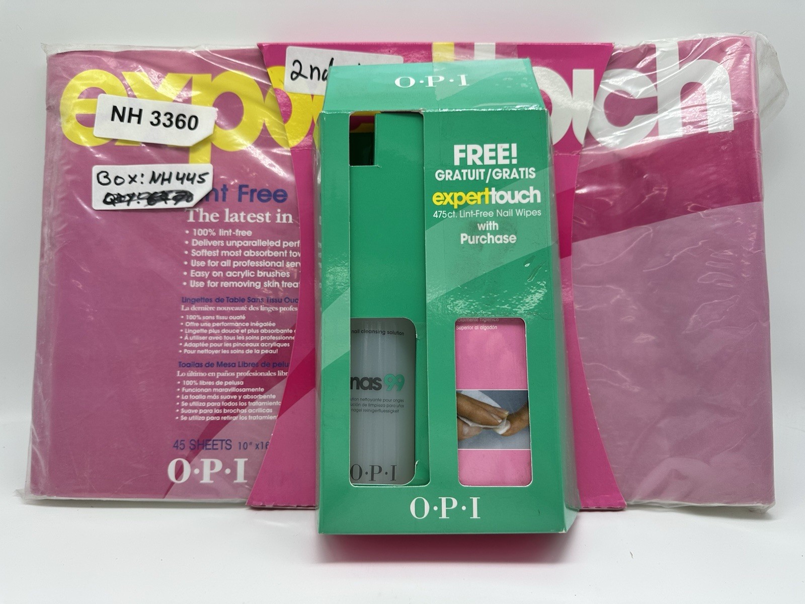 Lot of 3 – OPI Expert Touch Lint Free Table Towels & Nail Wipes + Nail Cleanser