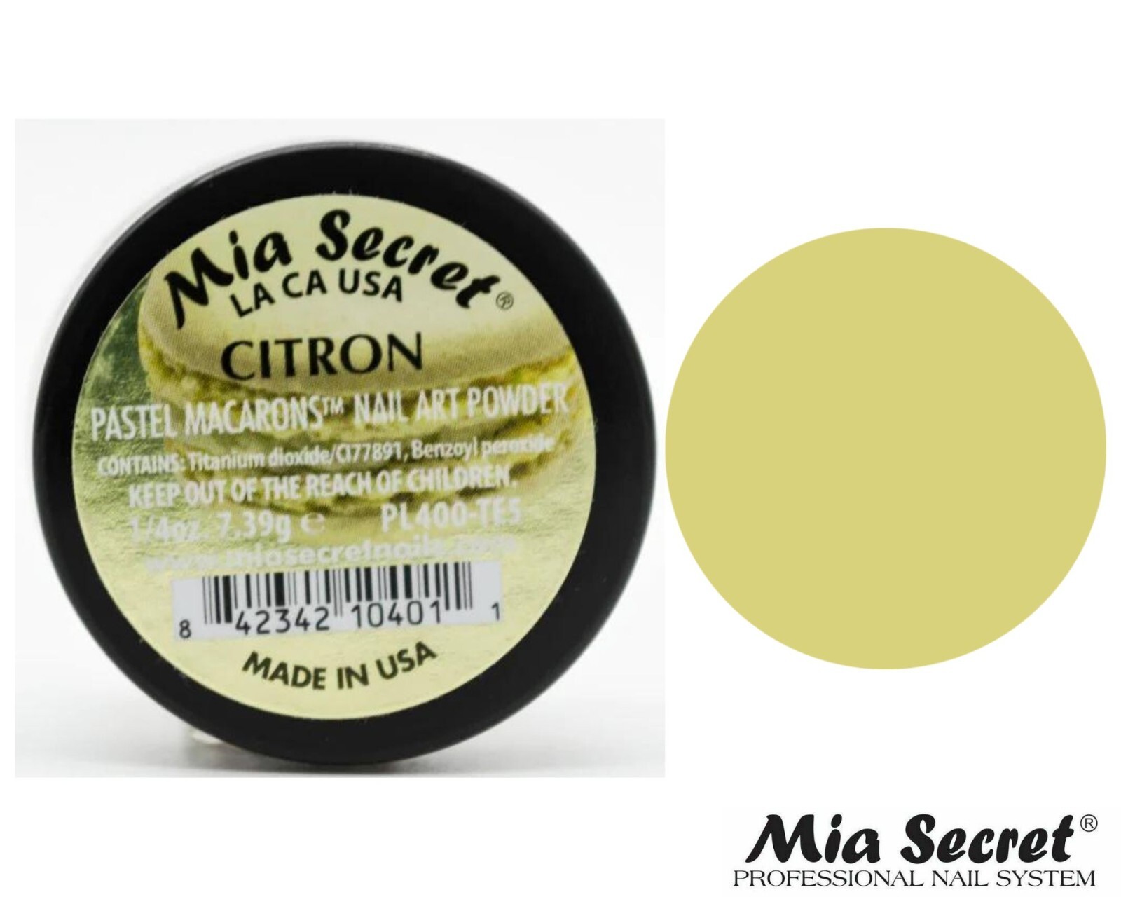 Mia Secret Nail Art Powder Pastel Macarons Collection (CITRON) 1/4oz
