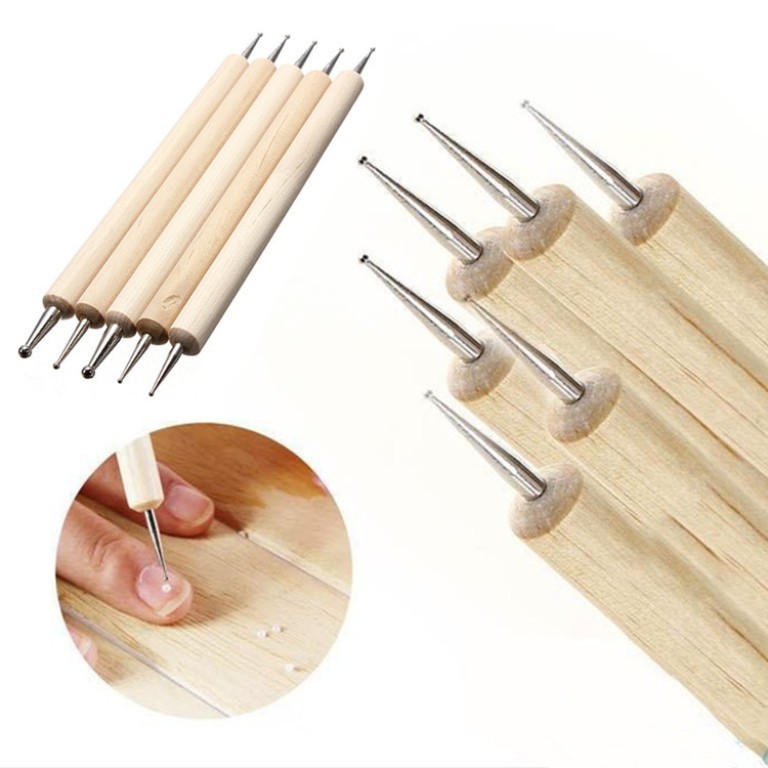 Nail Art Stamping Image Plate 5 Pc Dotting Marbleizing Pen Stamper Scraper Kit
