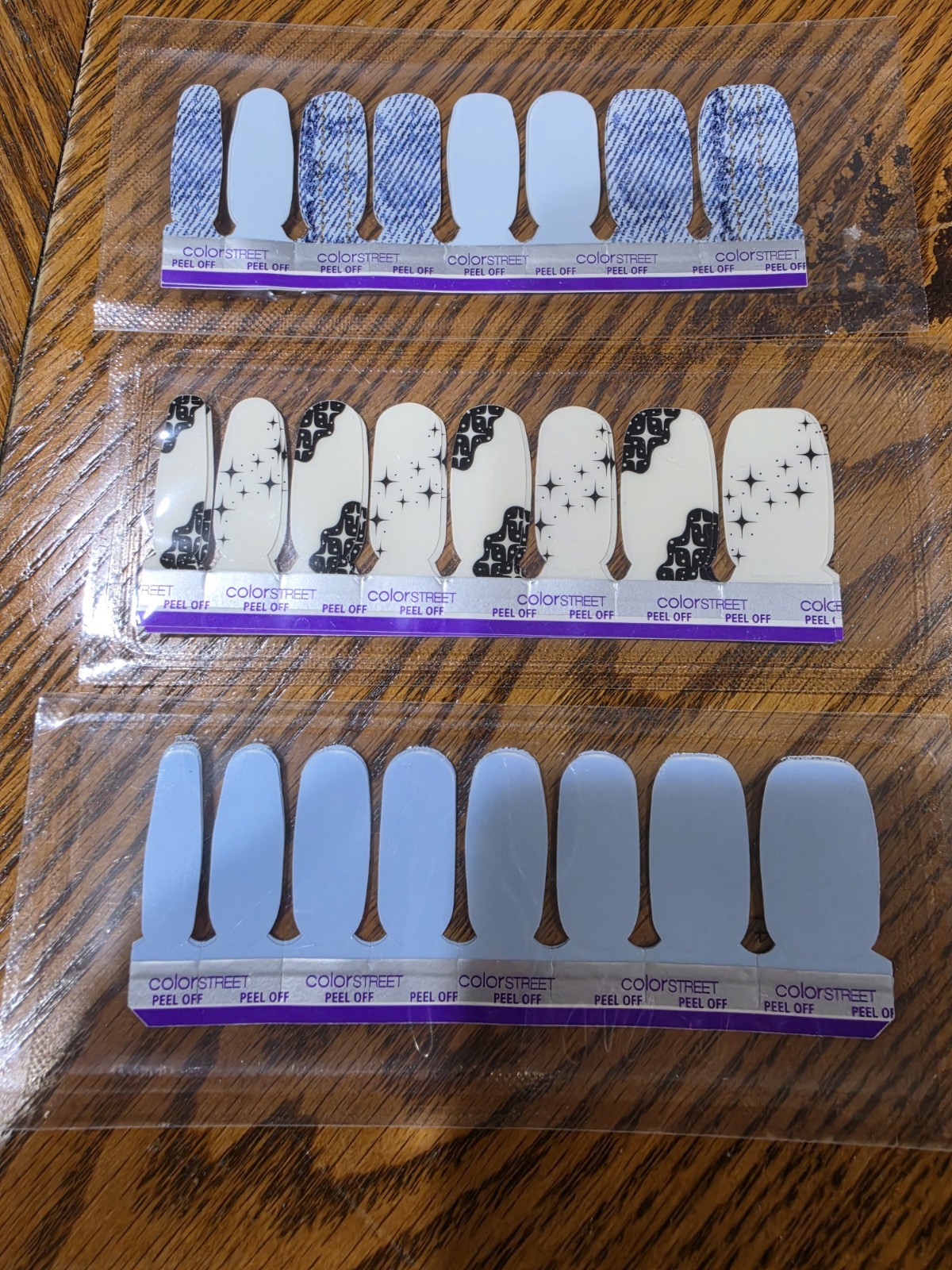 Color Street Press-On Nails Glitter White Black Blue Peel-Off Pre-Designed