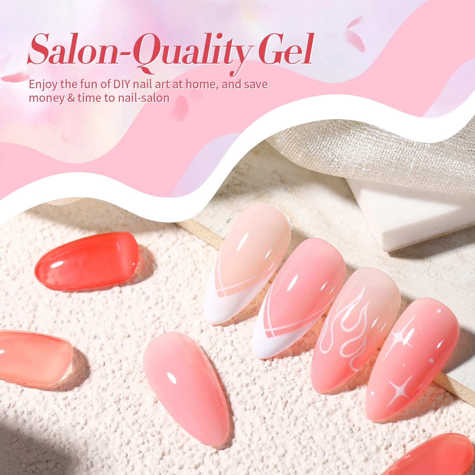 Born Pretty Jelly Nude Pink Gel Nail Polish Valentine’s Day Sheer Transparent Ge