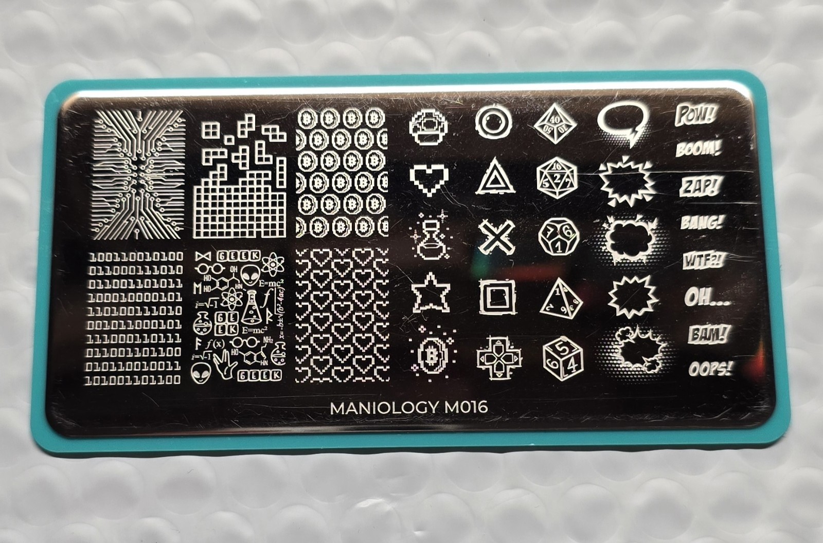 Maniology M016 Nail Stamp Plate Rebel Yell Comic Animation Bubbles Tetris Gamer