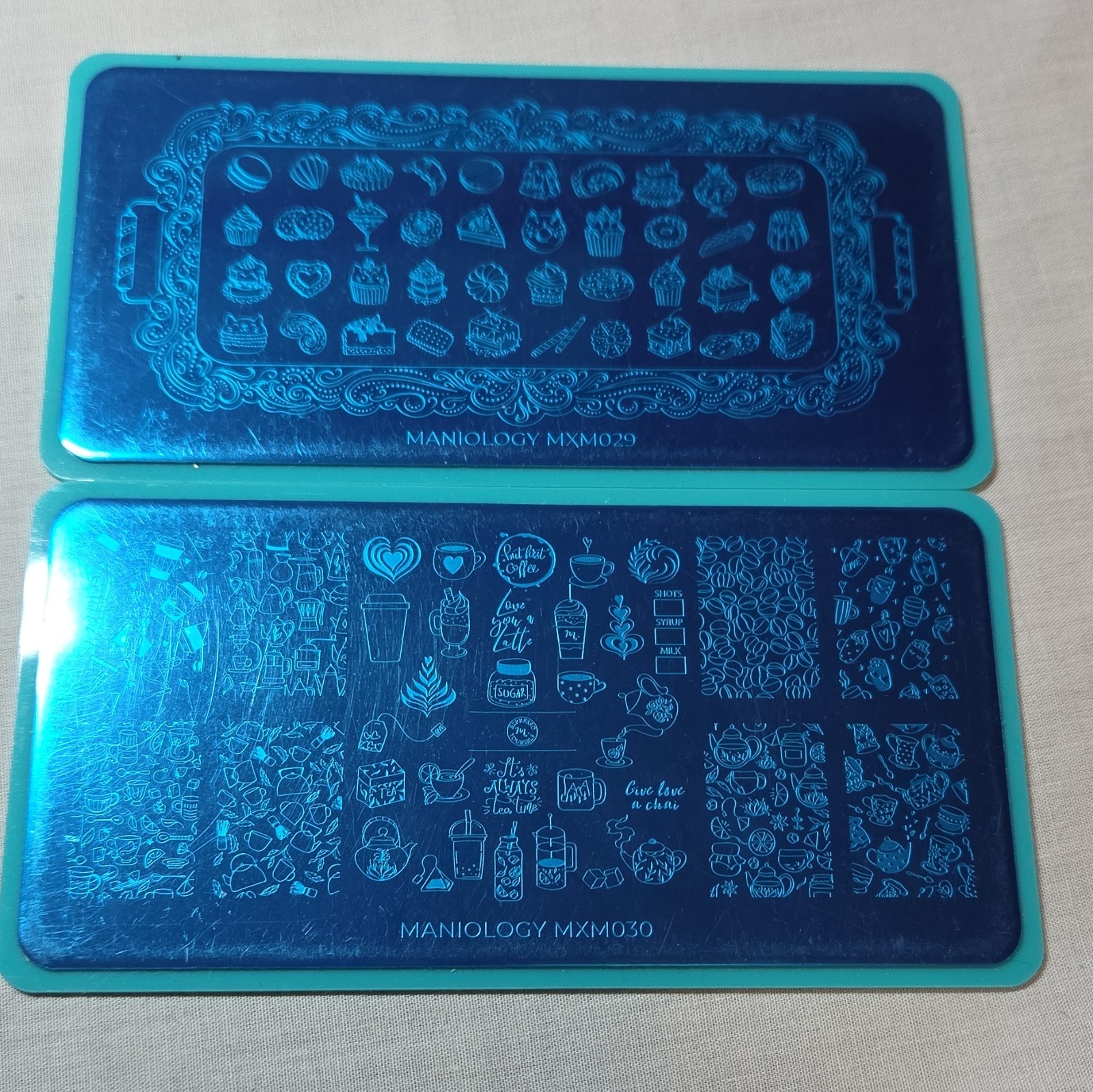 Maniology MXM029 MXM030 Coffee Tea Corner Cafe Pastry Party Nail Stamping Plates