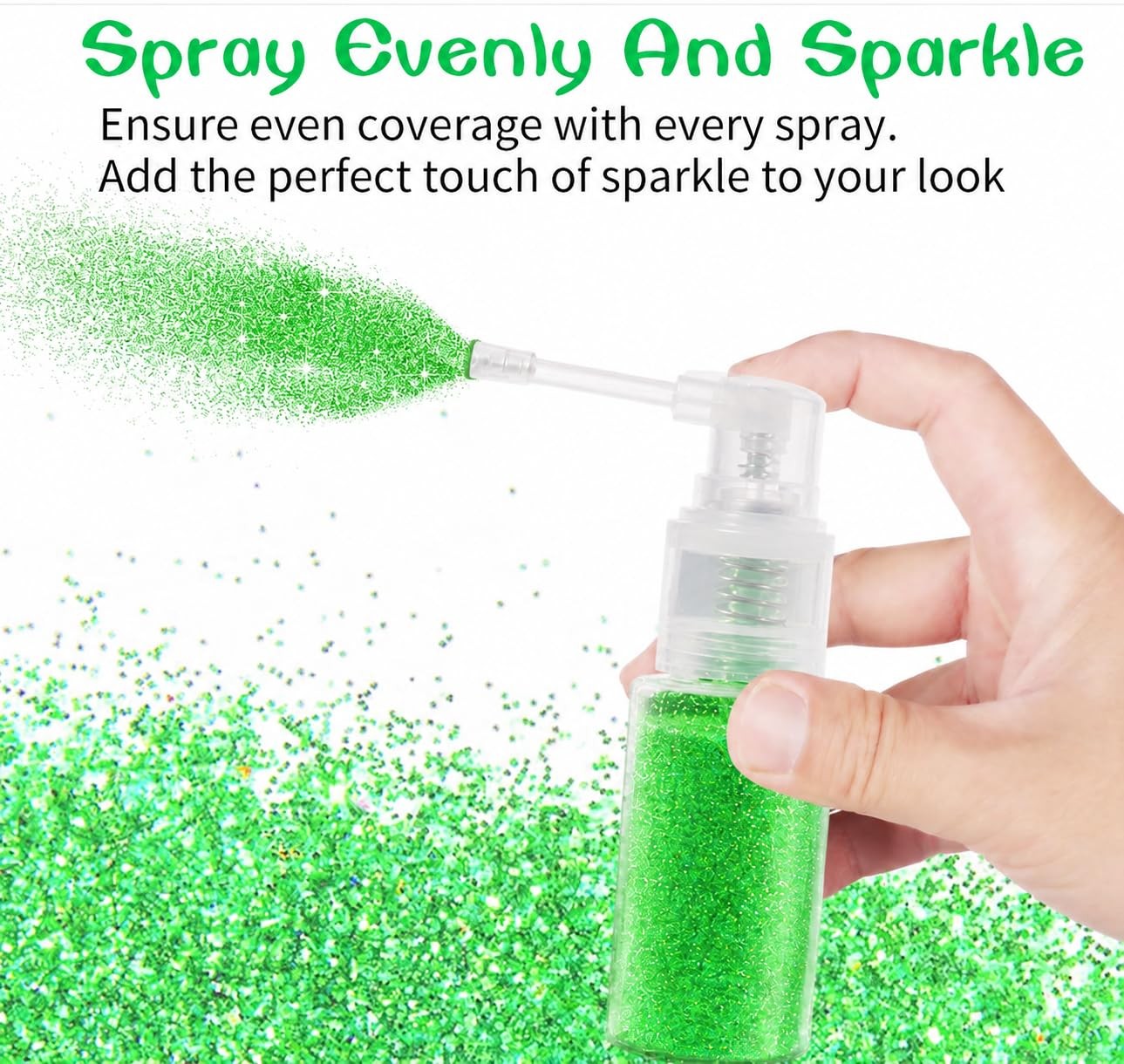 Green Body Hair Glitter Spray, Shinny Sparkle Glitter Spray for Clothes,Loose…