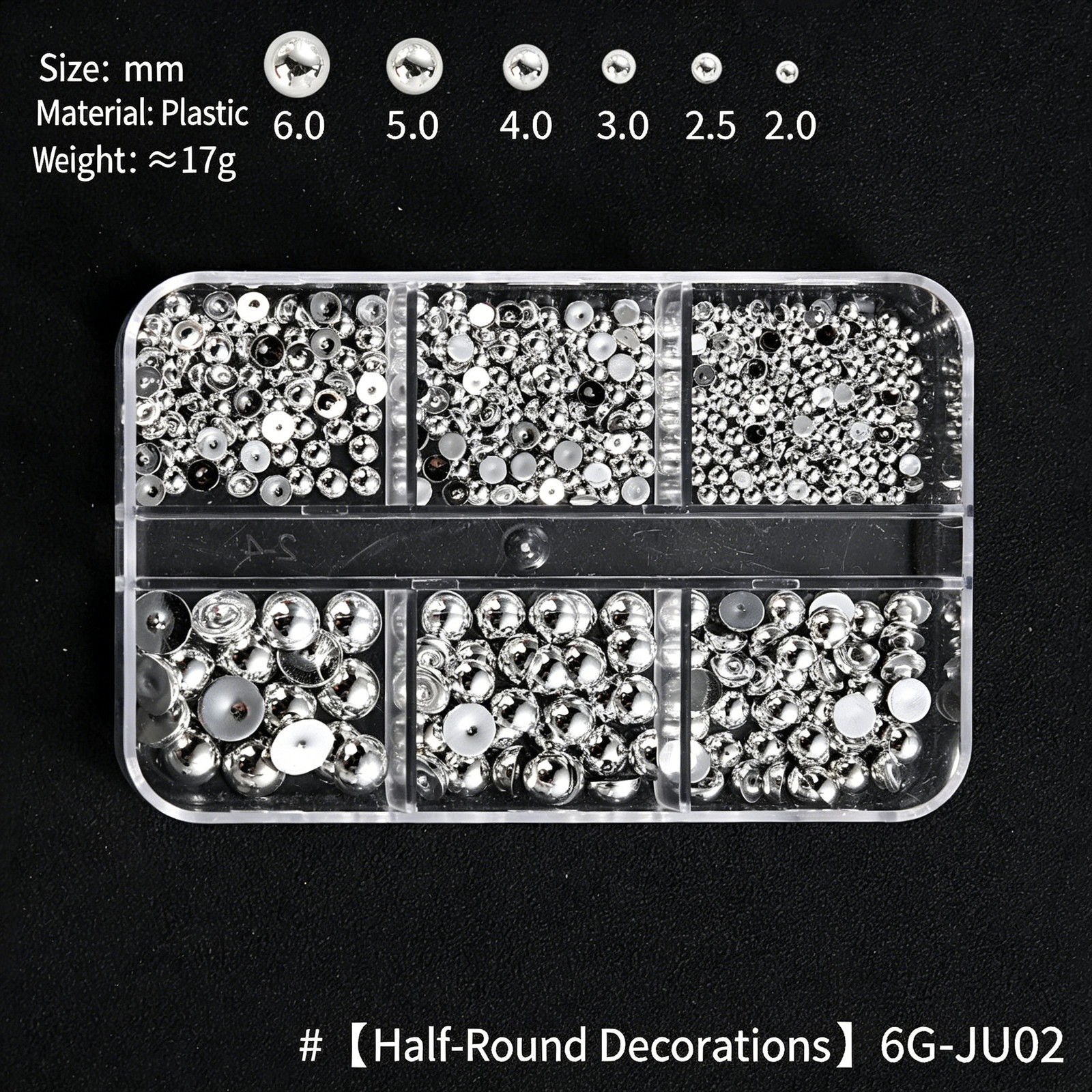 Nail Rivet Decorations, Semicircular Steel Beads, Gold & Silver Mixed Metal Pack