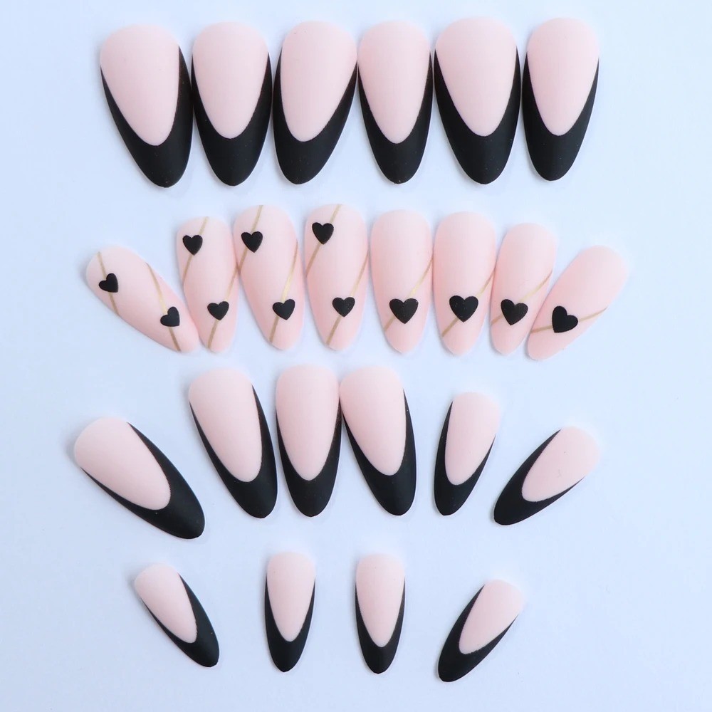 24 Pcs Oval Short Press On Nails Gradient Glossy Mixed Colors False Nail Set