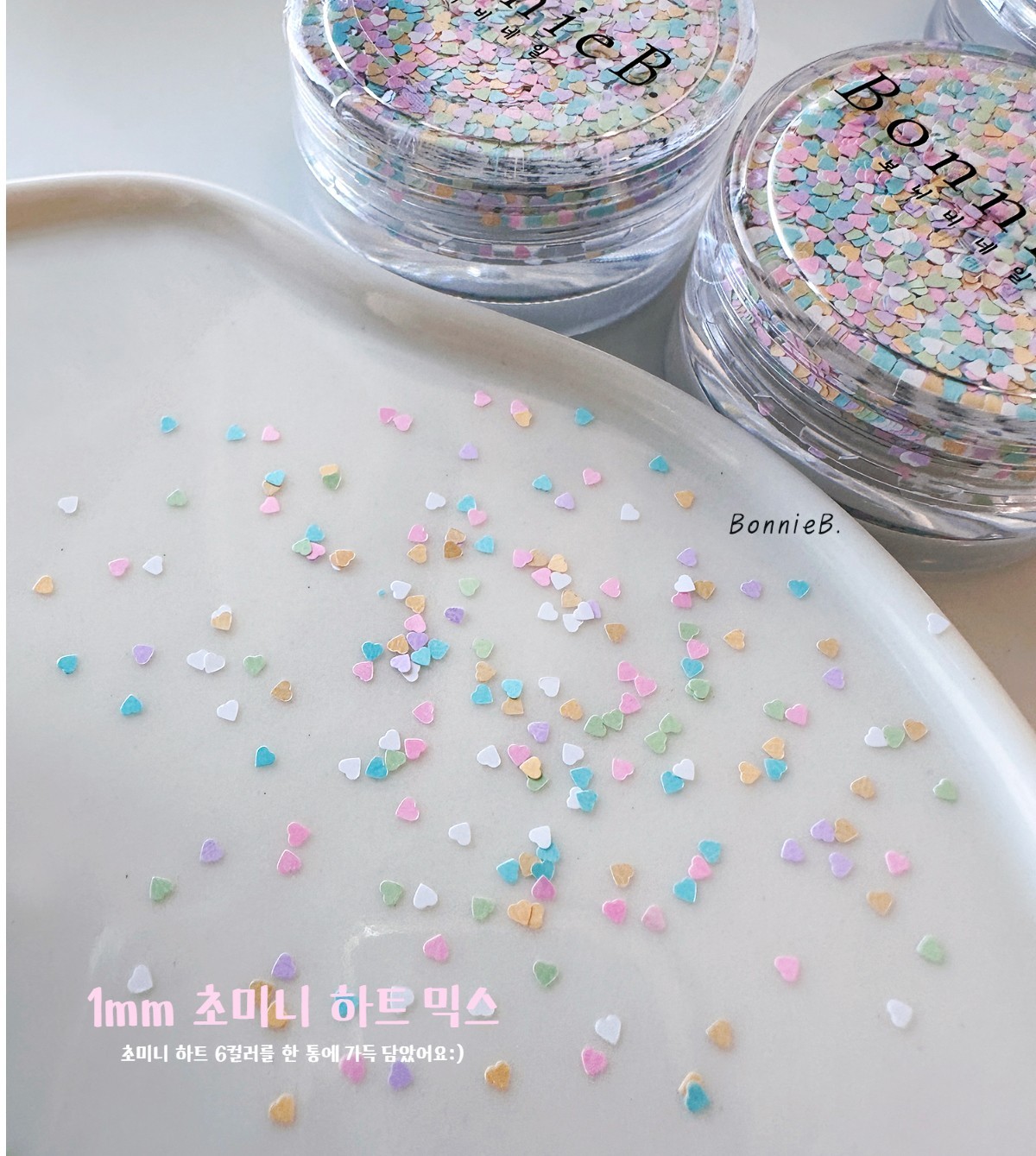 Bonnie B Mini Heart Nail Glitter 1mm Pastel Sequin Mix Cute Nail Art Decor