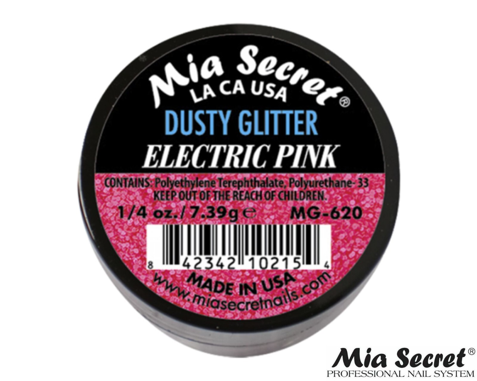MIA SECRET Nail Art Powder 1/4oz- Electric Pink (DUSTY GLITTER)