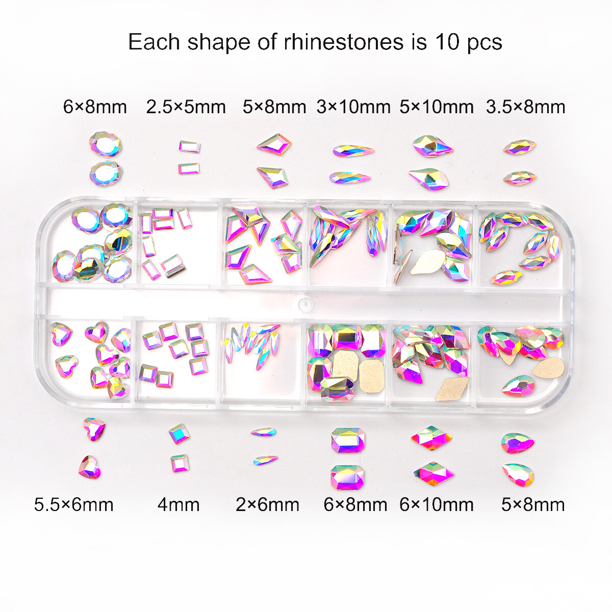 1 Box Mix SHAPE Colors Crystal Rhinestone Diamond NON hotfix Nail Art Decoration