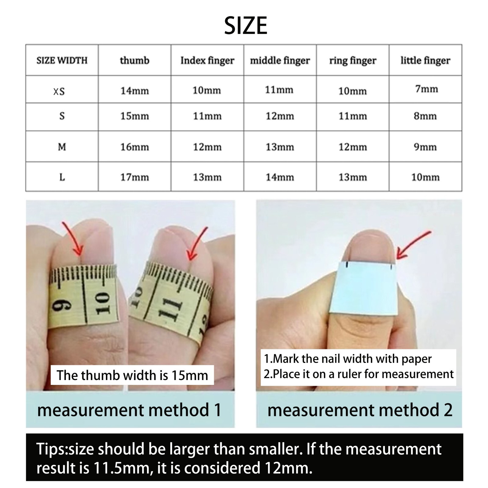 Handmad French Cheery False Nail Medium Flare Press on Nail for Nail Art