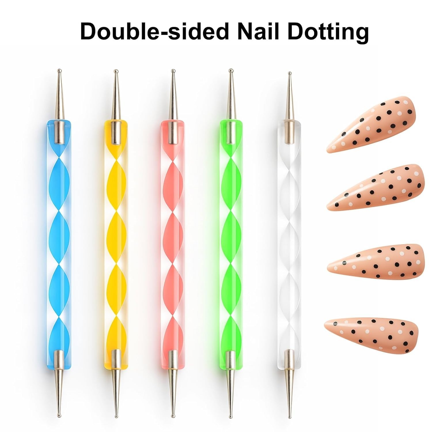 Nail Art Tools Set – 15pcs Pink Nail Art Brushes, 5pcs Dual-Ended Dotting Pen…