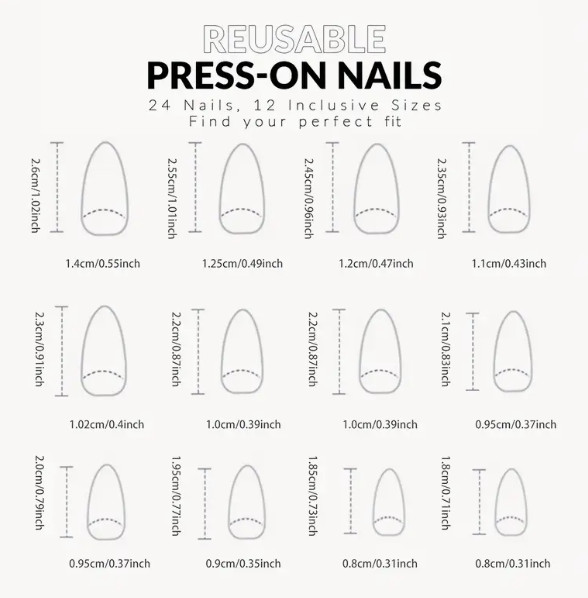24 Pieces Press-on Nails -Long Almond Glossy Lt Pink Marble & Rose Gold Glitter