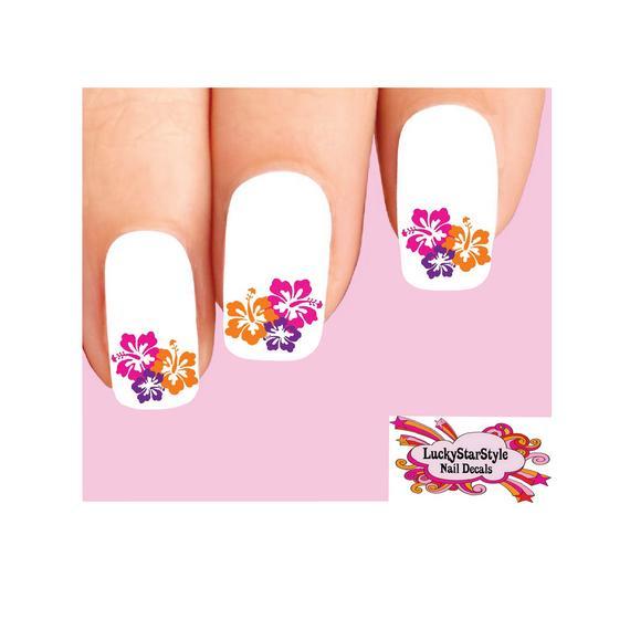 Waterslide Flower Nail Decals Set of 20 – Hawaiian HIbiscus Flowers