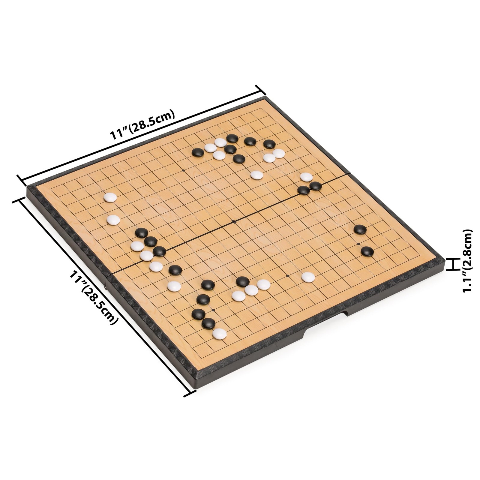 Yellow Mountain Imports Magnetic Go Game Set 11 x 0.6 inches, Black, White
