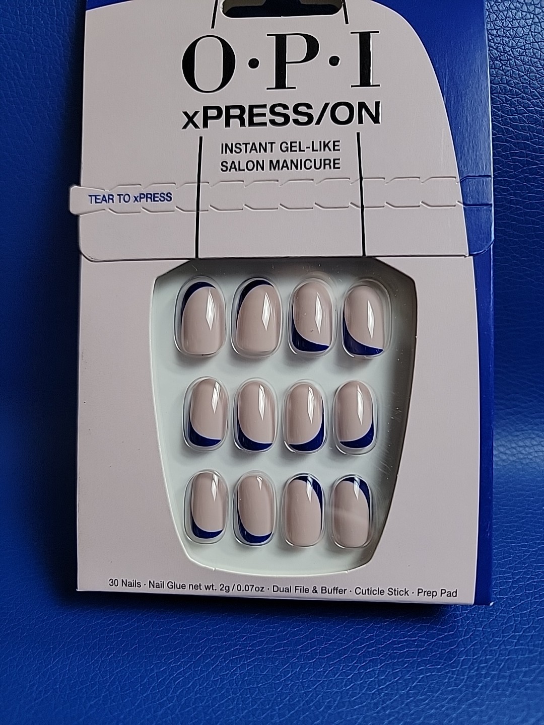 OPI So Into Blue Classic xPress/On Instant Gel-Like Salon Manicure Tear To xPres