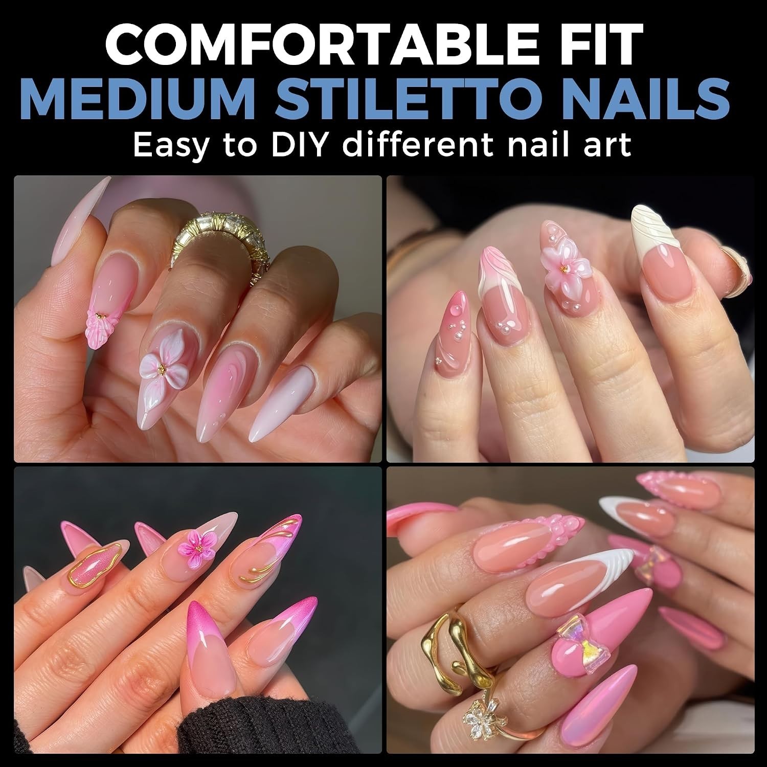 Long-Lasting Stiletto Gel Nail Tips – 216 PCS, Perfect for At-Home Nails