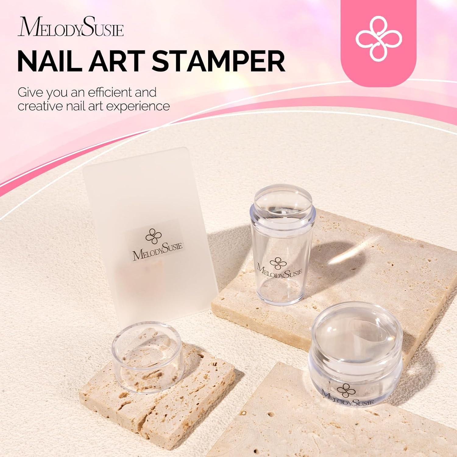 French Nail Stamper Kit, Silicone Stampers with Scrapers, 4PCS DIY Home Nail Des