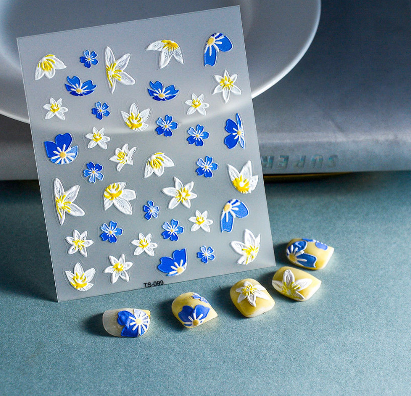 Bohemian Retro Flower Daisy Rose Leaf Nail Art Stickers Self Peel Adhesive NS54