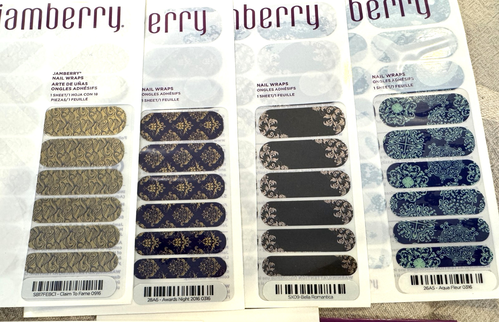 Lot of 7 Retired Jamberry Nail Wraps Awards Night Exclusive Elegant Formal HTF
