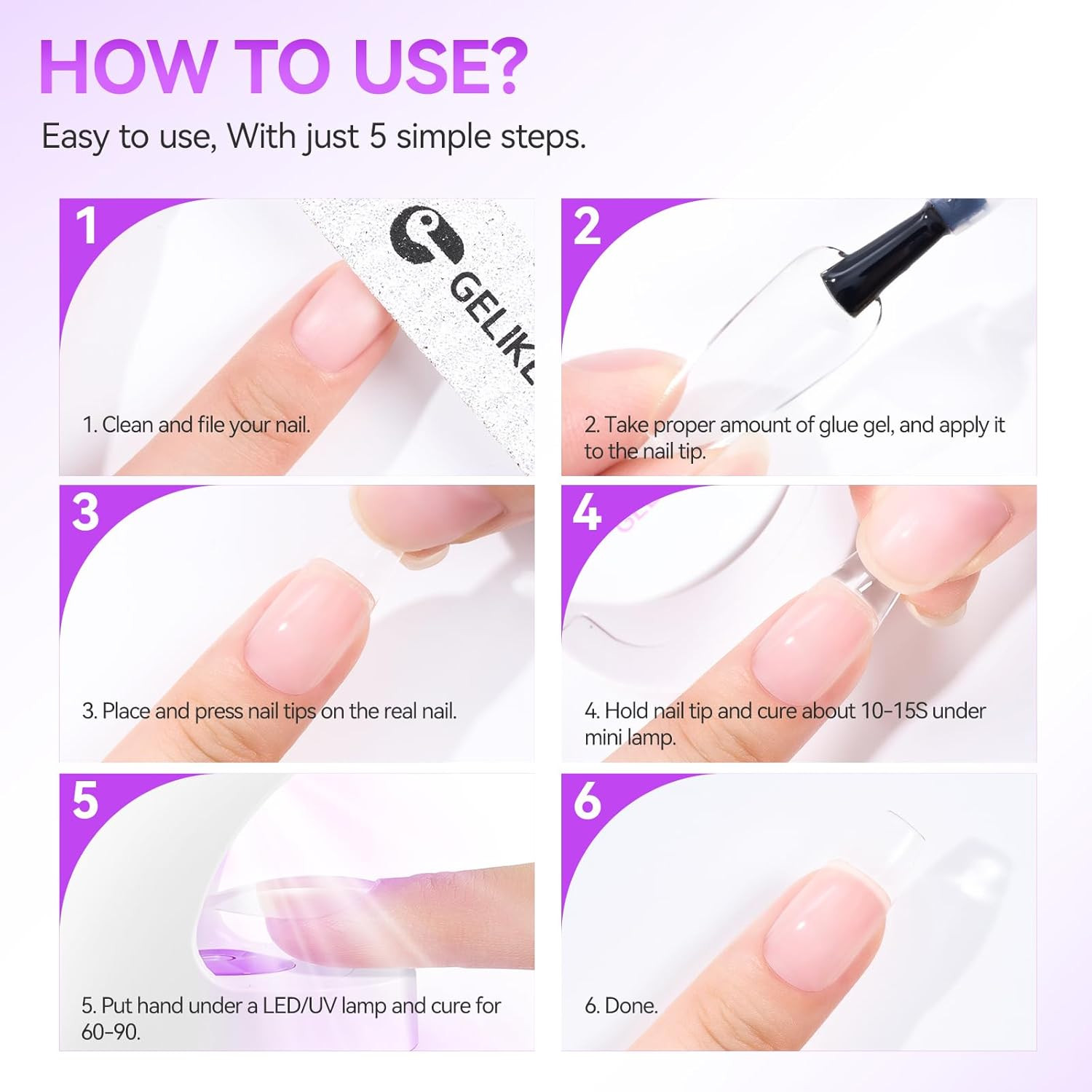 6 in 1 Nail Glue Gel: 2 Pcs Gel Nail Polish for Press on Nails – Nail Glue St…