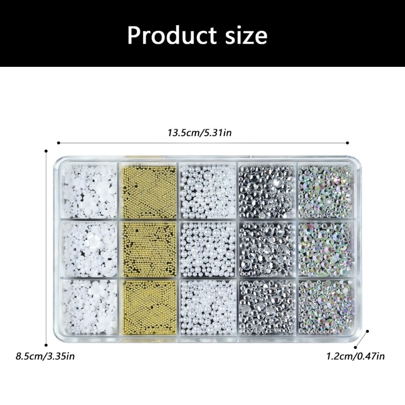 15 Grid Lightweight Resin Nail Art Embellishments In Trendy Bows Shapes