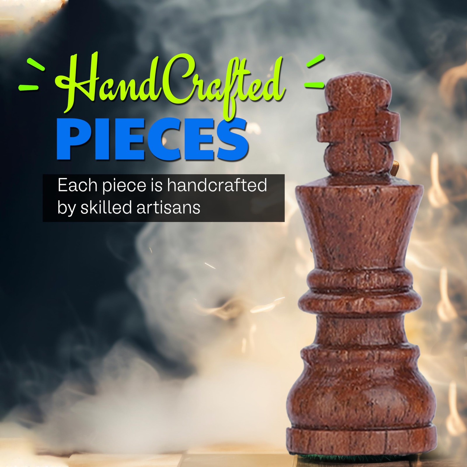 Ajuny Magnetic Travel Chess Set – Handcrafted Acacia Wood, 7×7, Brown
