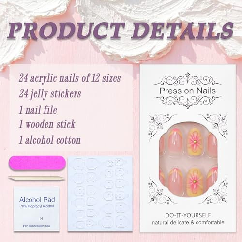 Press on Nails Short Almond SWEKKE French Tip Fake Nails False Almond Nails12