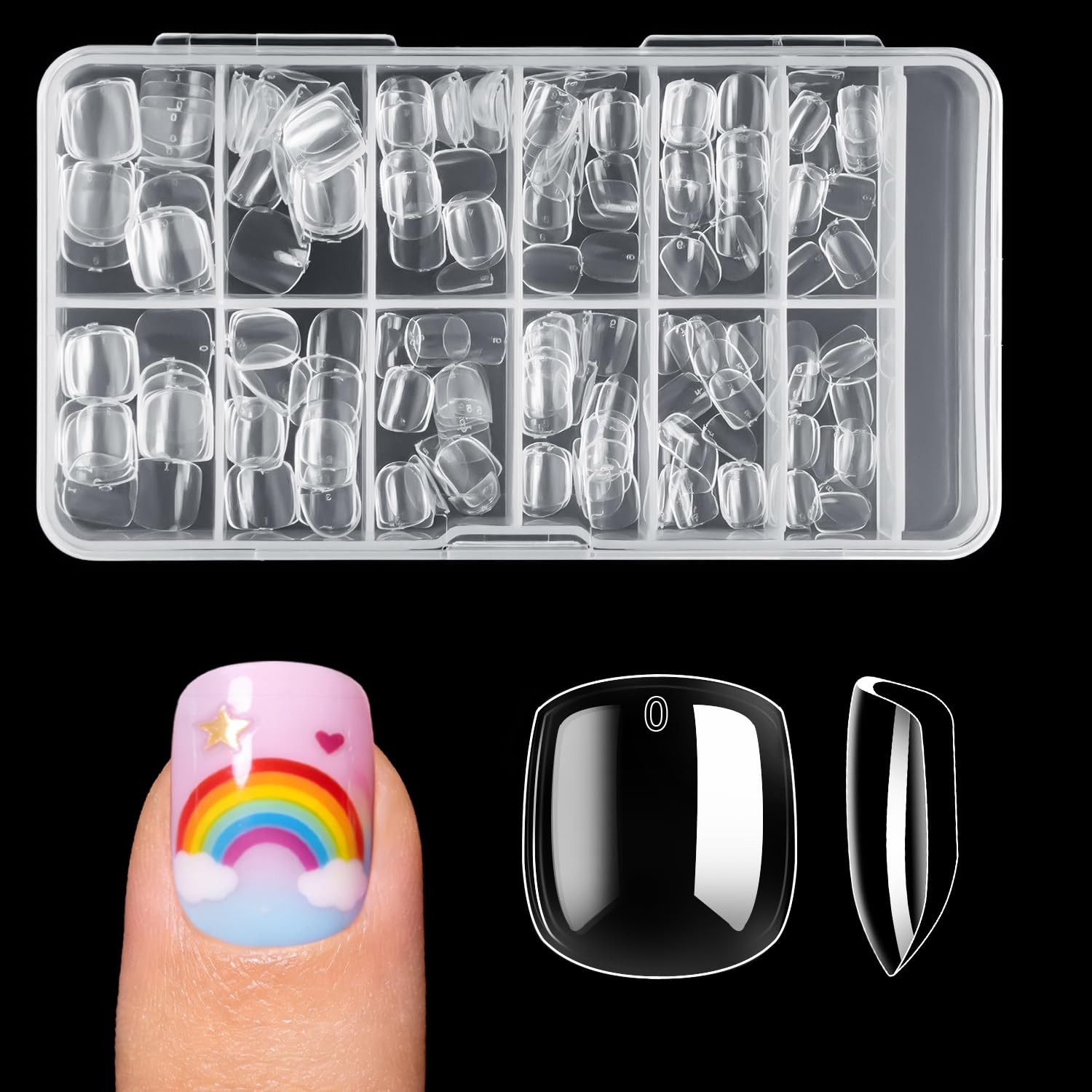krofaue Short Suqare Kids False Nails – 240Pcs Press on Nails for Girls,Full Cov