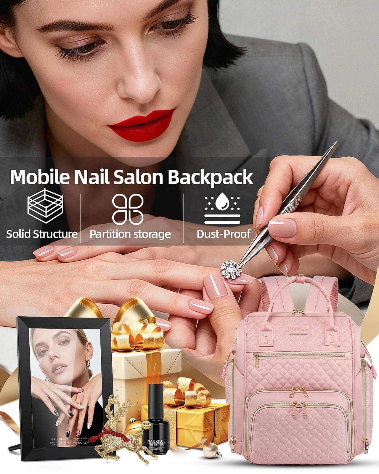 Large Nail Polish Organizer Bag Backpack Holds 70+ Bottles(15ml/0.5 fl.oz) UV…