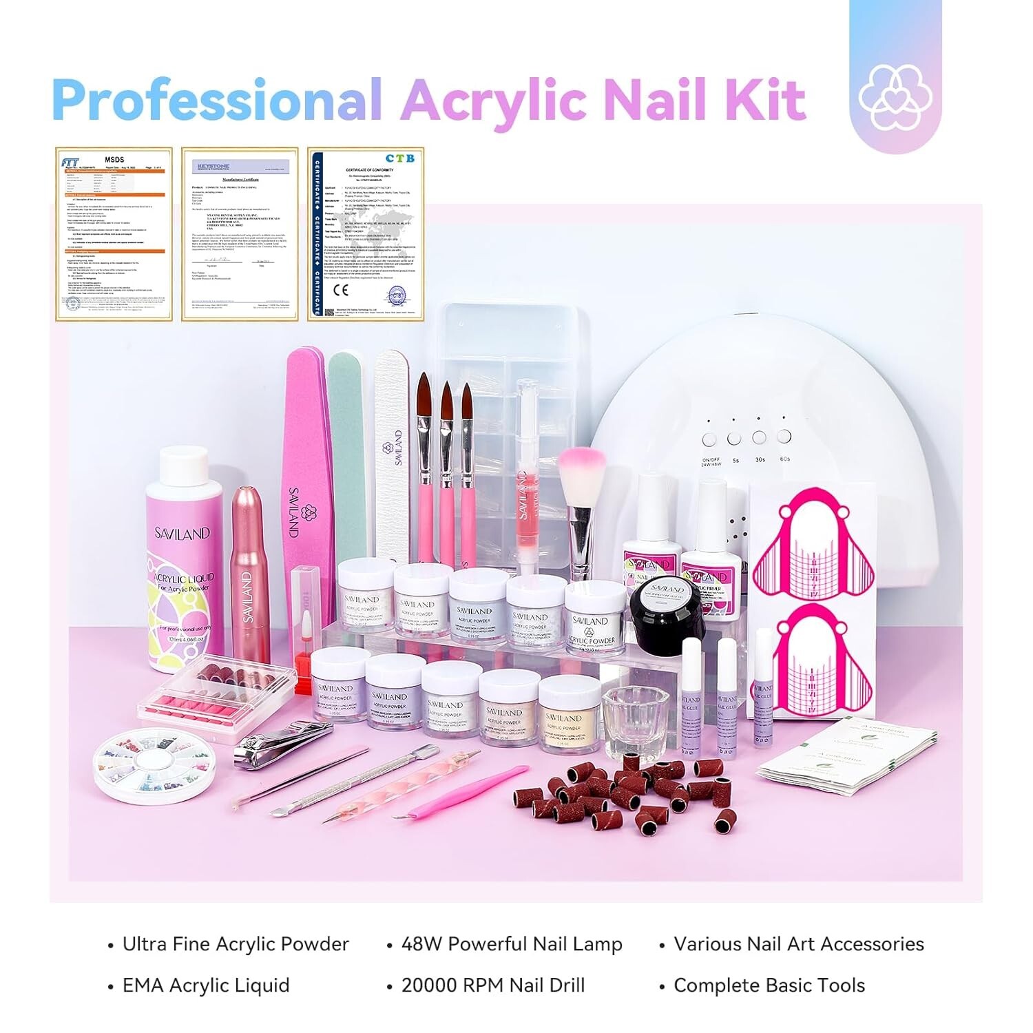 All-In-One Acrylic Nail Kit: 48W Lamp, Nail Drill & Brushes for Stunning Nails
