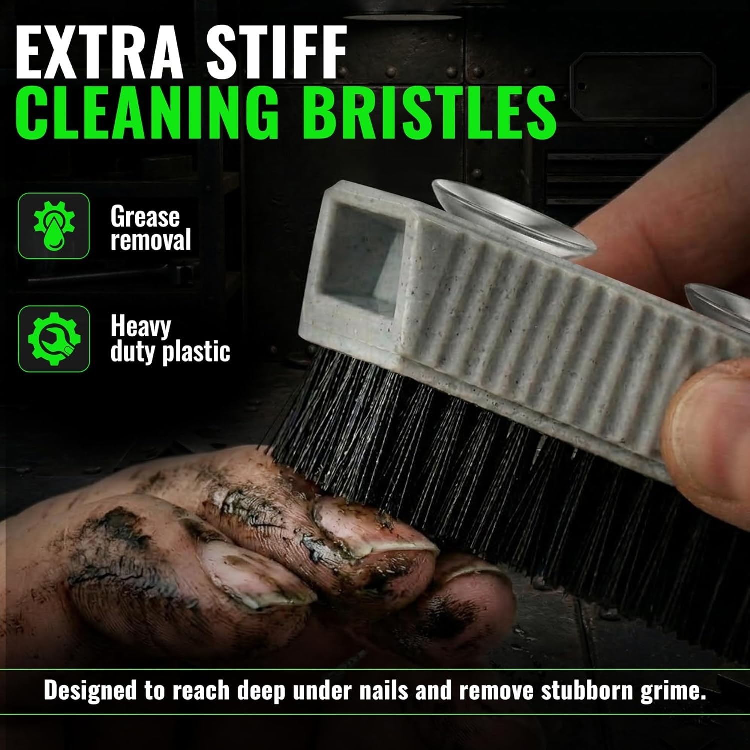 Fingernail Scrubbing Brush with Extra Stiff Bristles for Tough Cleansing