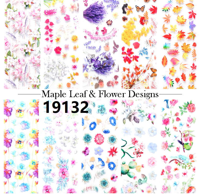 10Pcs Nail Art Foil Stickers Flower Pattern Transfer Decals Decoration Tips NS46
