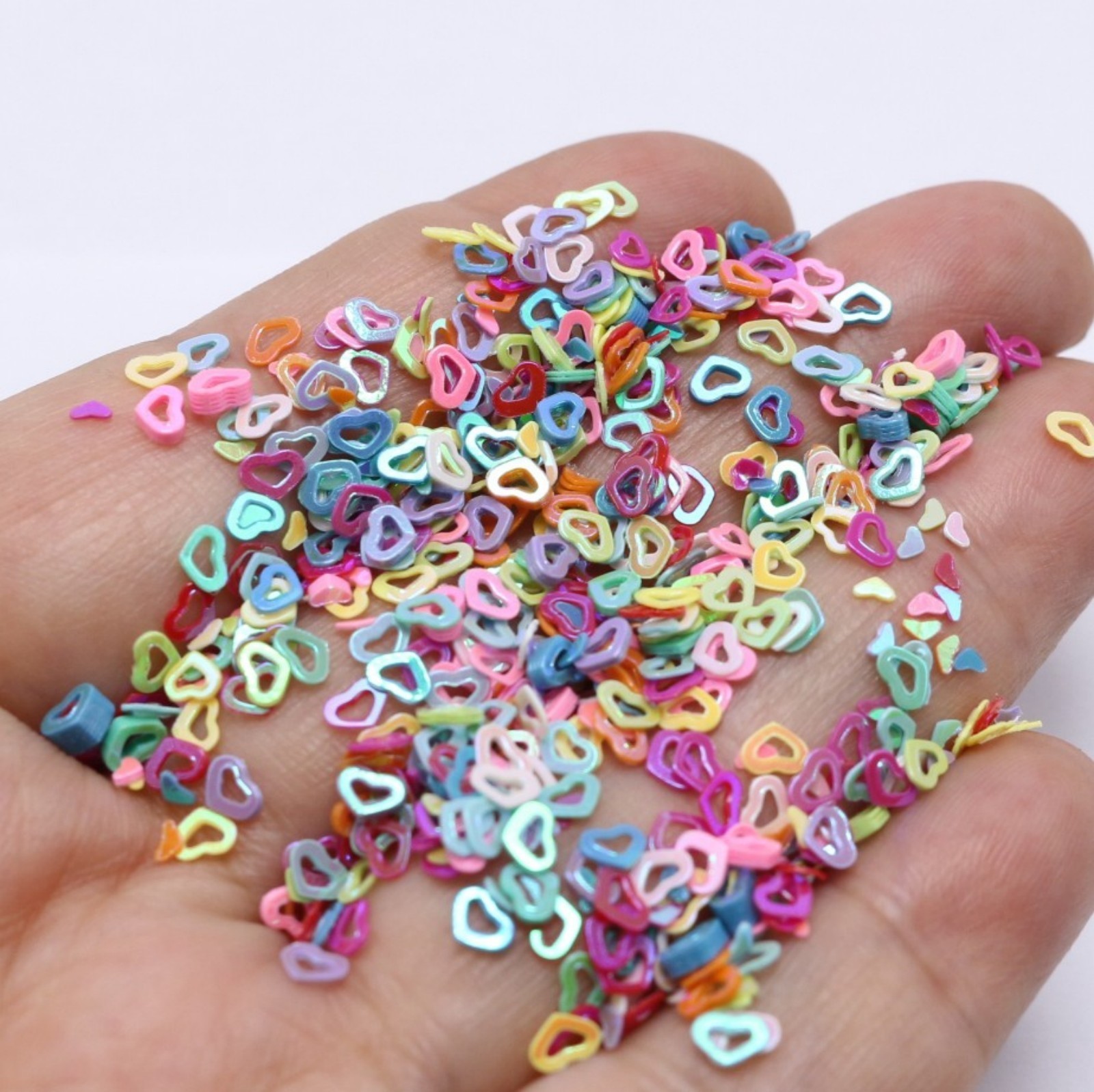 50Gram Mixed Color Hollow Heart Sequins Loose Tiny Tips 4X3mm Nail Art