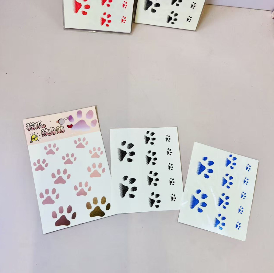 4pcs Warm Up Color Changing Cat Paw Tattoo Stickers Temperature Sensitive NH13