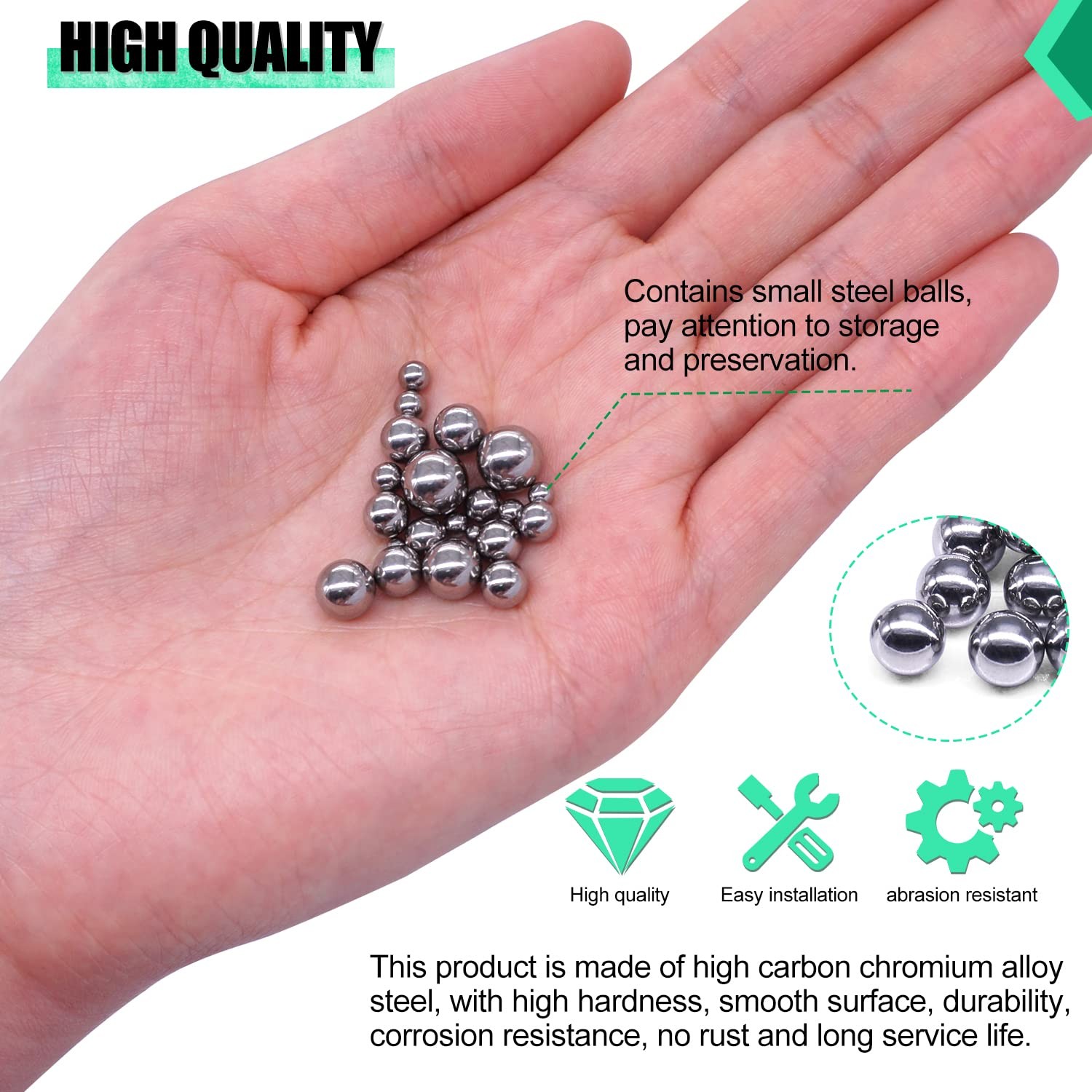 KNLN/600PCS 12 Size Bicycle Bearing Balls Stainless Steel Precision Steel Bal…