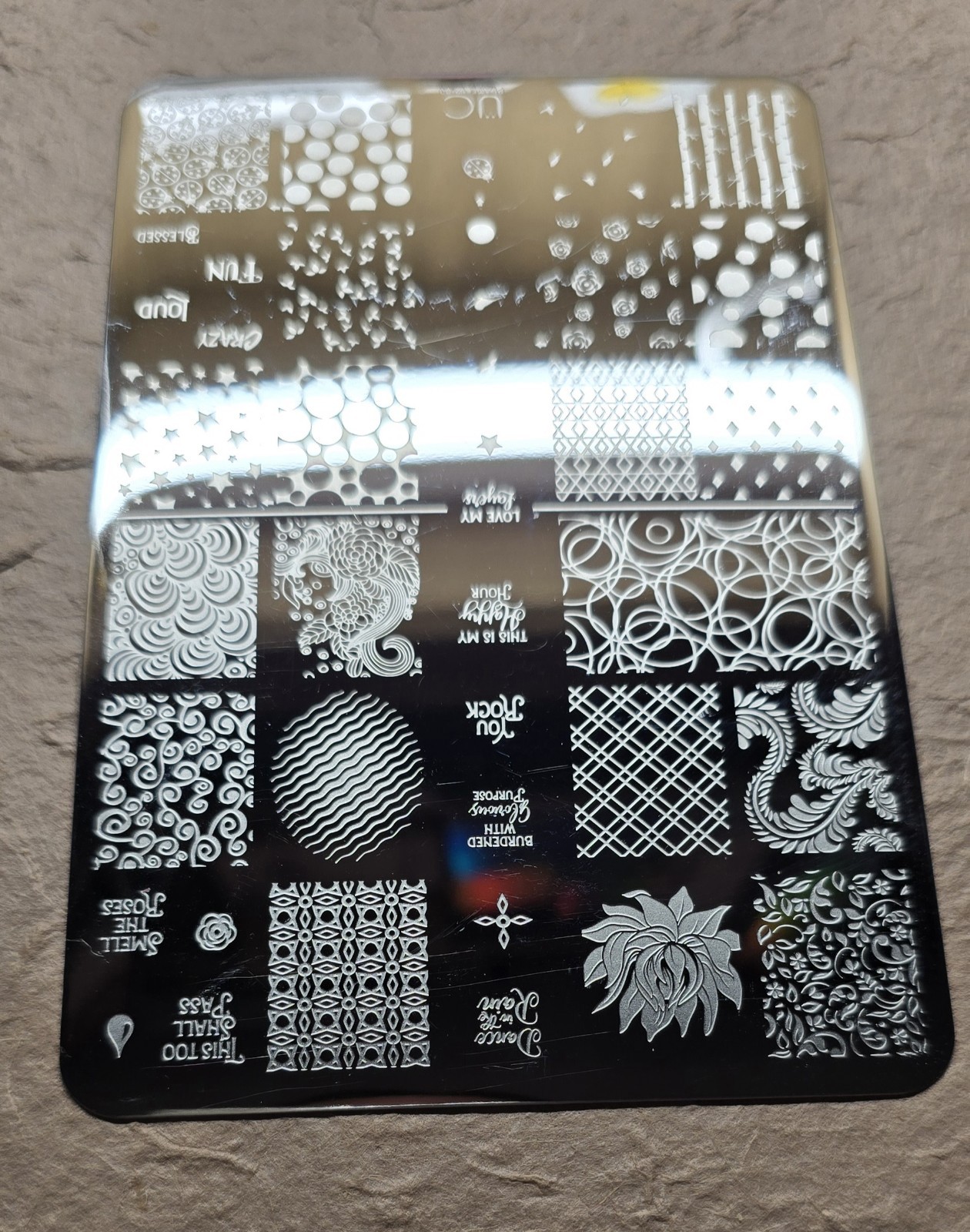 UBER CHIC UC 12-03 Nail Stamp Plate UberChic Floral Geometric Love Dance Swirl
